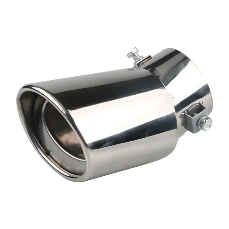 63cm Universal Car Exhaust Muffler Tip Round Pipe Chrome Exhaust Tail Muffler Tip Pipe Silver Car Accessories Muffler Steel