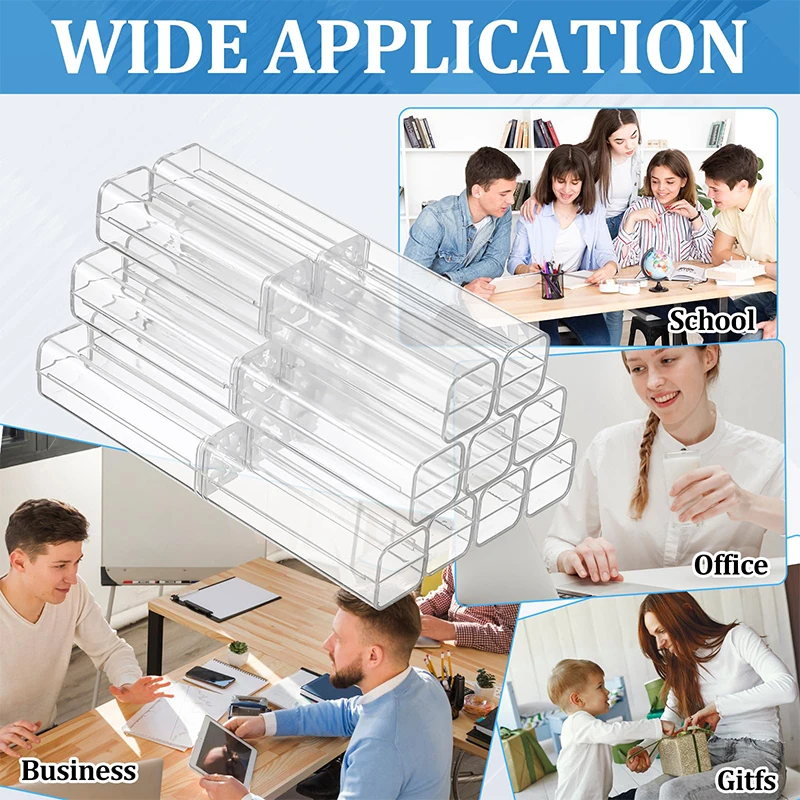 40Pcs Transparent Acrylic Gift Empty Pen Storage Transparent Plastic Pencil Case