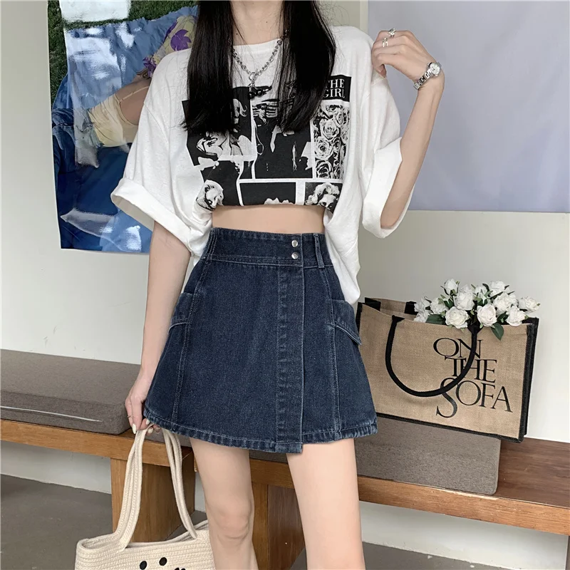 Women\'s 5XL Y2K Vintage Denim Dress Oversized High Waist Mini A-line Denim Short Leisure Summer Skirt Pants Korean Style 2023