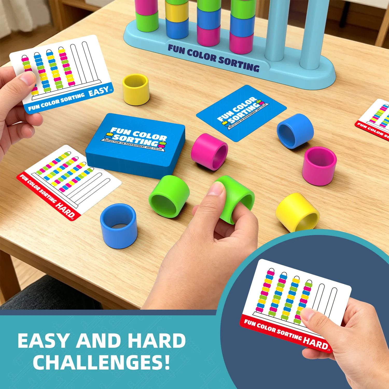 Color Stack Challenge Desktop Puzzle Game，Family Parent-child Interaction Game, Exercise Logic Puzzle Toys Color Stack Toy