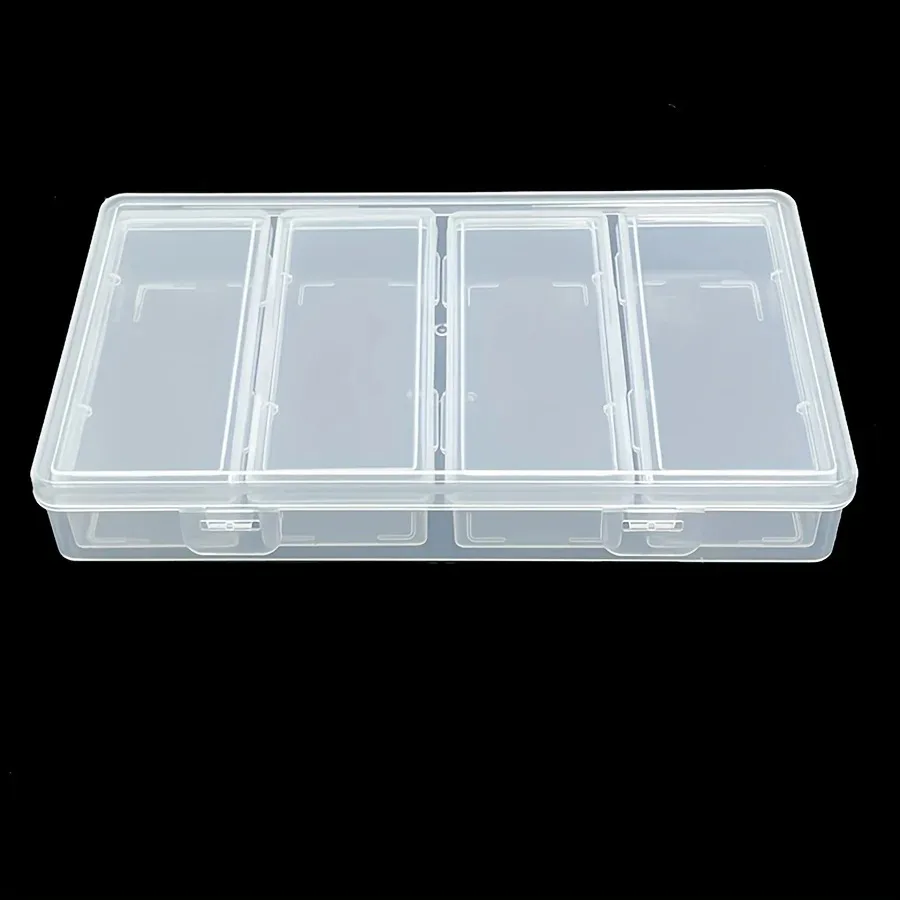 4 Adjustable Dividers Clear Plastic Storage Organizer Box - Craft & Sewing Supplies Container with Removable Compartments