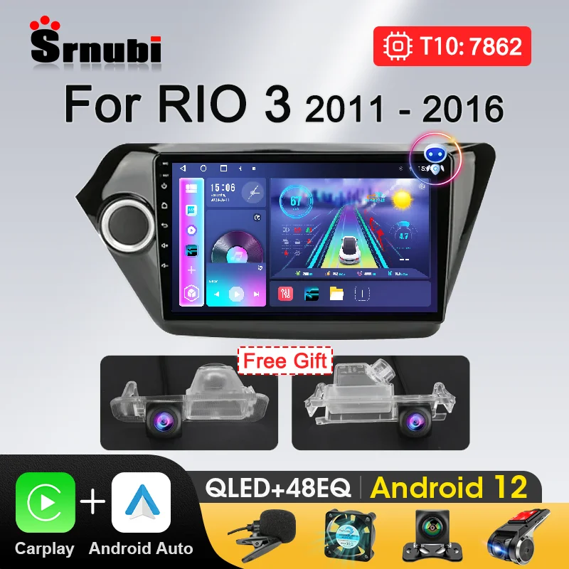 

Srnubi 2 Din Android 12 Carplay Car Radio for Kia RIO 3 RIO3 2011 - 2016 Multimedia Video Player Navigation GPS Stereo Head Unit