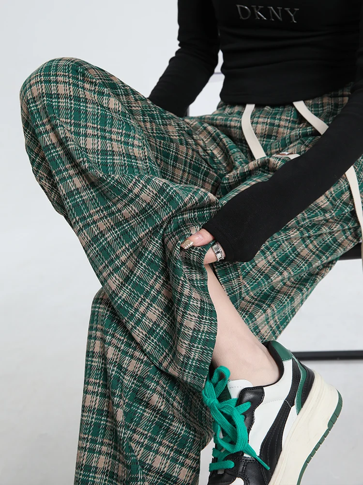 

Off Lazy Sle Vintage Plaid Wide Leg Pants Women High Waist Slimming Drapey Loose Casual Trousers Commute Sle ket De...