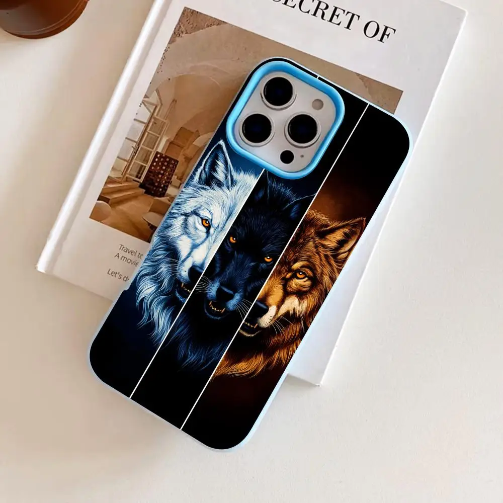

Fashion Wolf Jelly Double layer Light Blue Mobile Phone Case for iPhone 17 16 15 14 13 12 11 Air Pro Max Plus Protective
