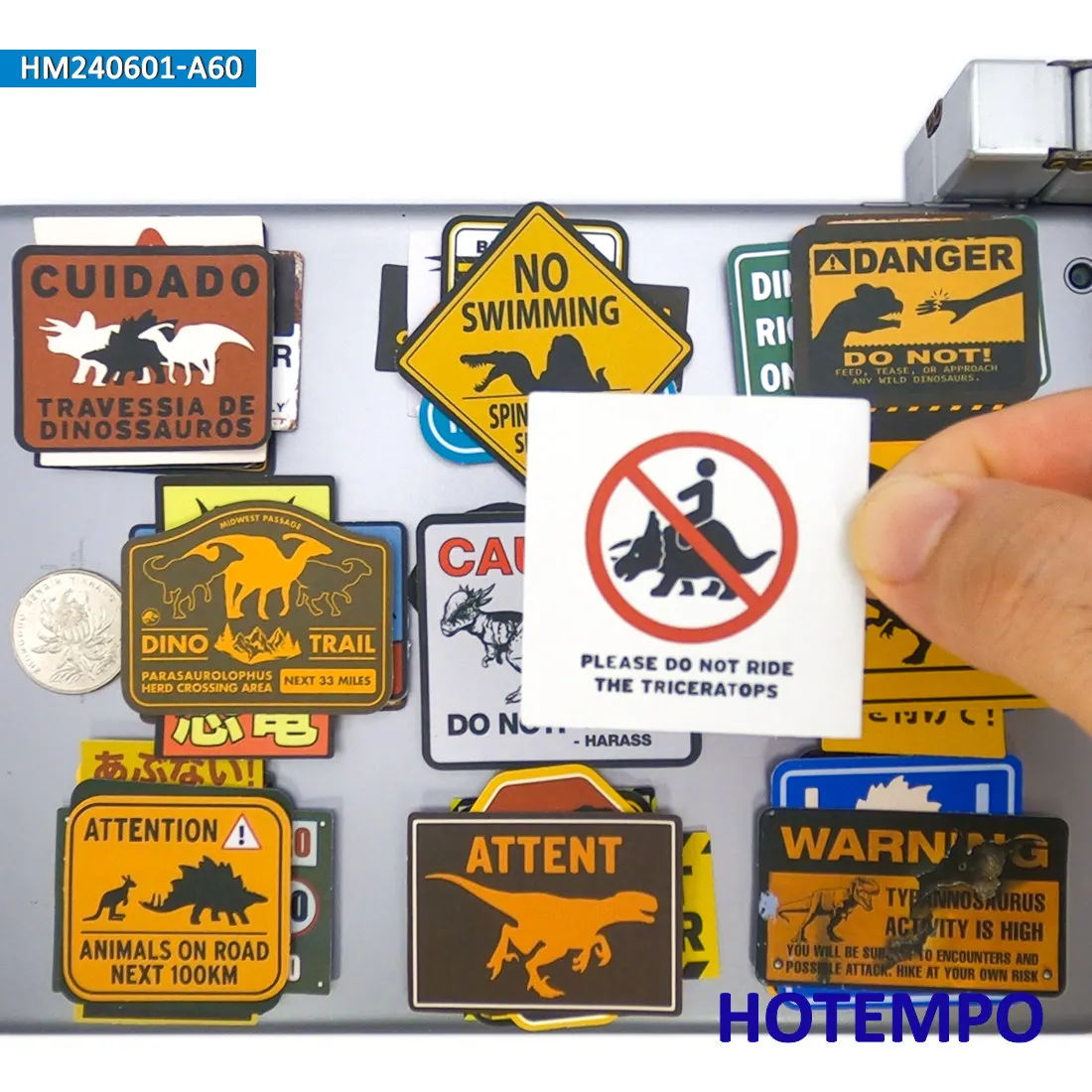 20/30/60Pieces, Beware Dinosaurs Stickers, Danger Warning, Caution Sign, Funny Slogan, for DIY Creative Decoration, Sticker Toys