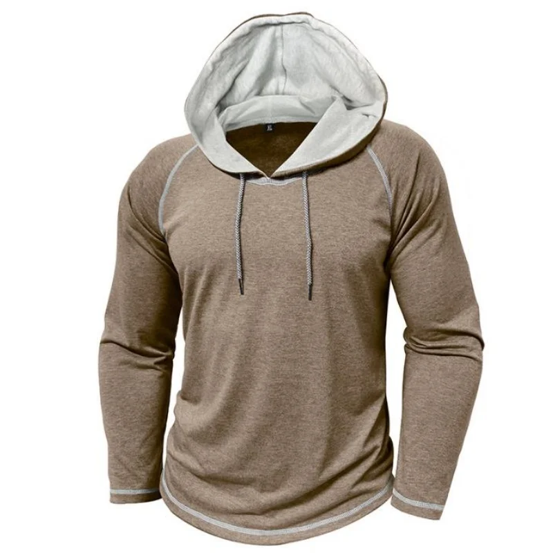 

Fashion T Shirts Men's Color Block Hoodies Drawstring Hooded Sweatshirts Fall Casual Long Sleeve Pullover Thin Tops XXL