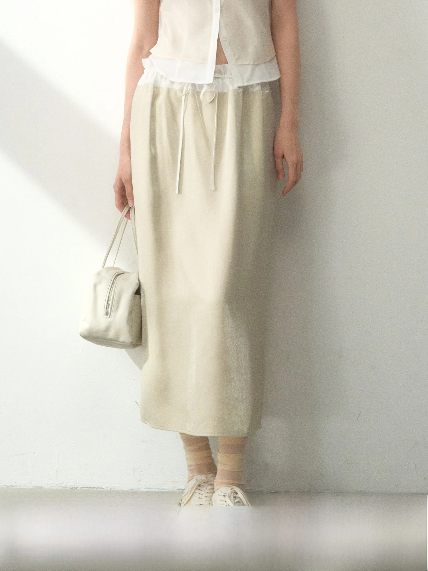 

Элегантная прямая юбка миди для женщин, летняя повседневная профессиональная юбка из полиэстера, силуэт H-образной формы