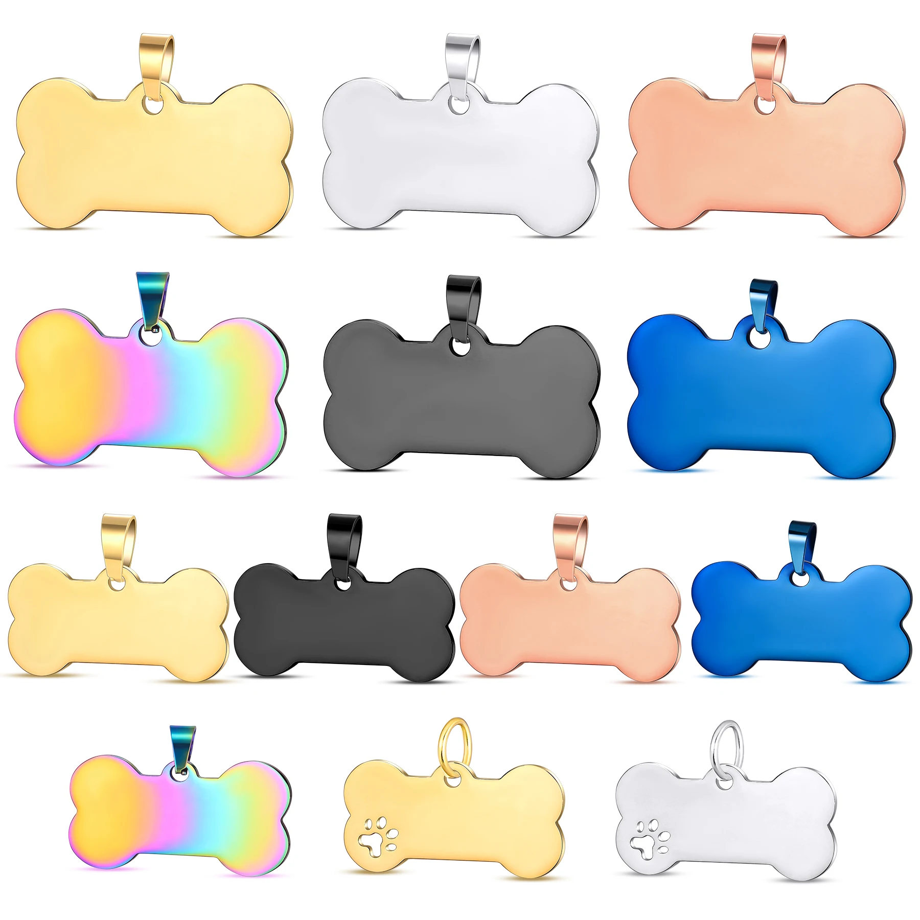 

Wholesale 10Pcs Blank Stainless Steel Bone Pet ID Tag Polishing Pet ID Name Puppy Dog Tag Pendant Bone Pet Accessories 4 Size