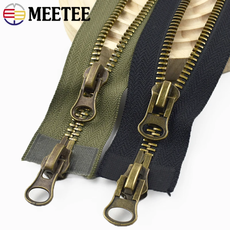 

1Pc Meetee 8# 70-120cm Open-End 12-25cm Close-End Metal Zippers Double Sliders Zips Coat Jacket Down Sewing Zip Repair Supplies