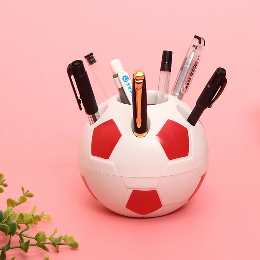 PP Soccer Shape Pen Pencil Holder Football Shape Pencil Holder Desktop Rack Table Home Decoration Students Gifts