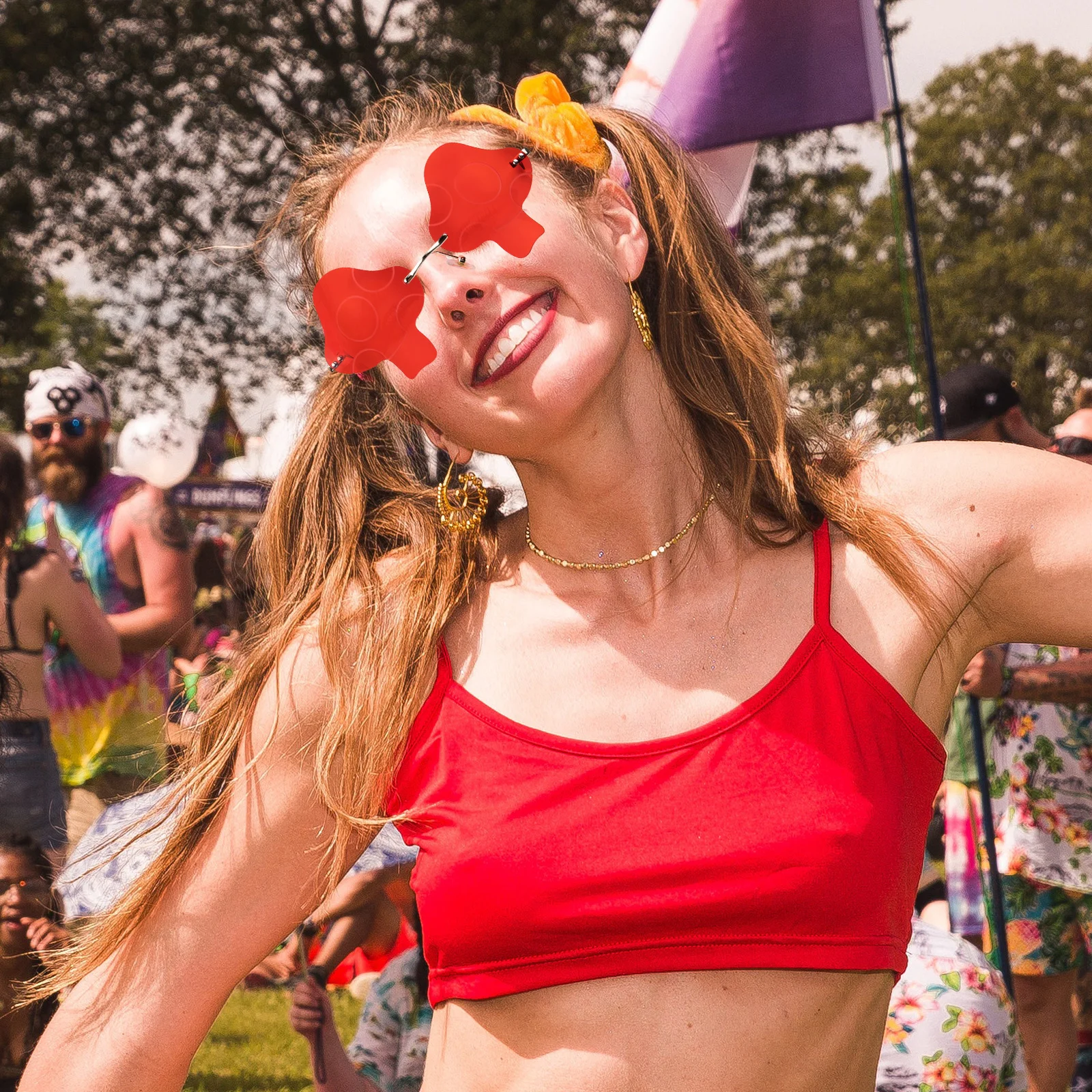 

Mushroom Sunglasses Funny Irregular Rimless Creative Eyewear for Party Vacation Festival Street Photo Daily Life