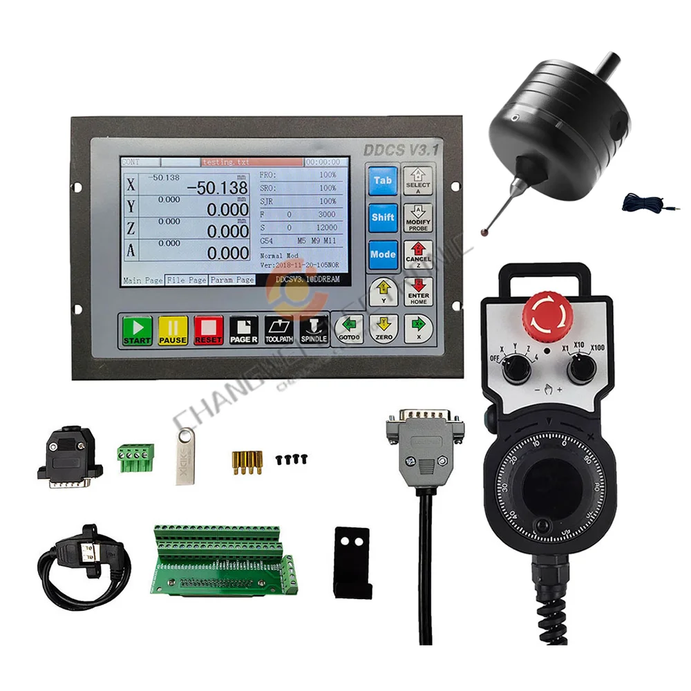 DDCSV3.1 roda tangan MPG e-stop pengontrol sendiri berdiri Offline CNC kode sumbu 3/4 + Pencari tepi 3d untuk mesin penggilingan pengukir