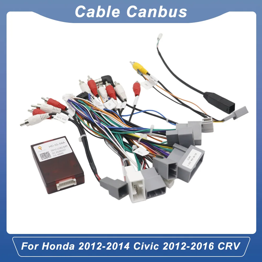 Canbus Wiring Harness Car Android Radio Stereo Cable Adapter For Honda Civic 2012‑2014 CRV 2012‑2016 High End