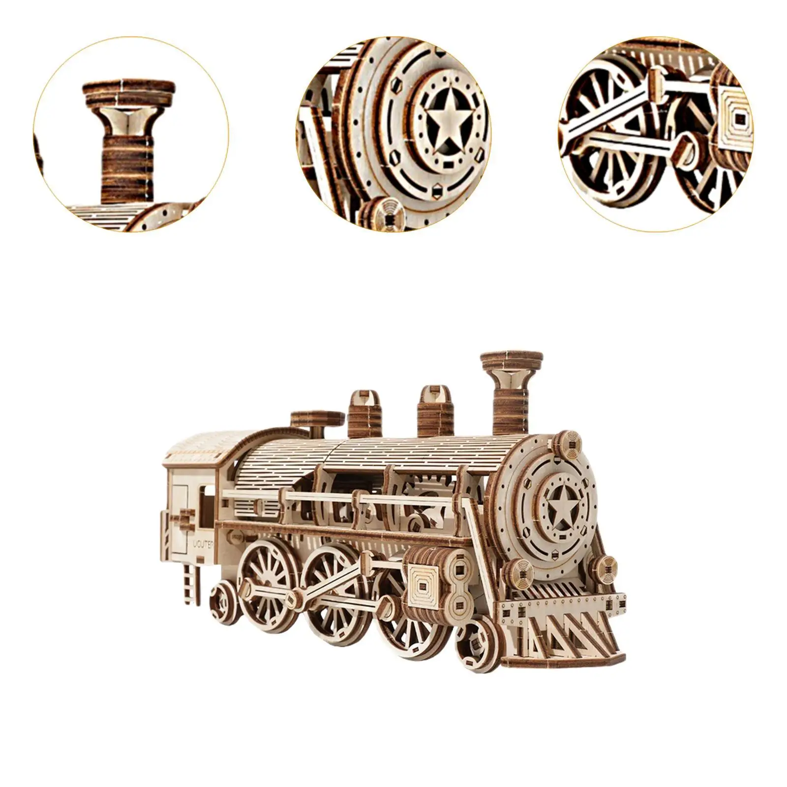 Steam Train Mold DIY Materials Sturdy Educational Toy Wooden Puzzle Brain Teaser for Household Bedroom Living Room Office Adults