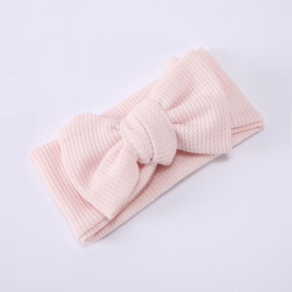 Infant Oversized Bow Headband Children\'s Waffle Knitted Knotted Headband Protects Fontanelle Hair Accessories