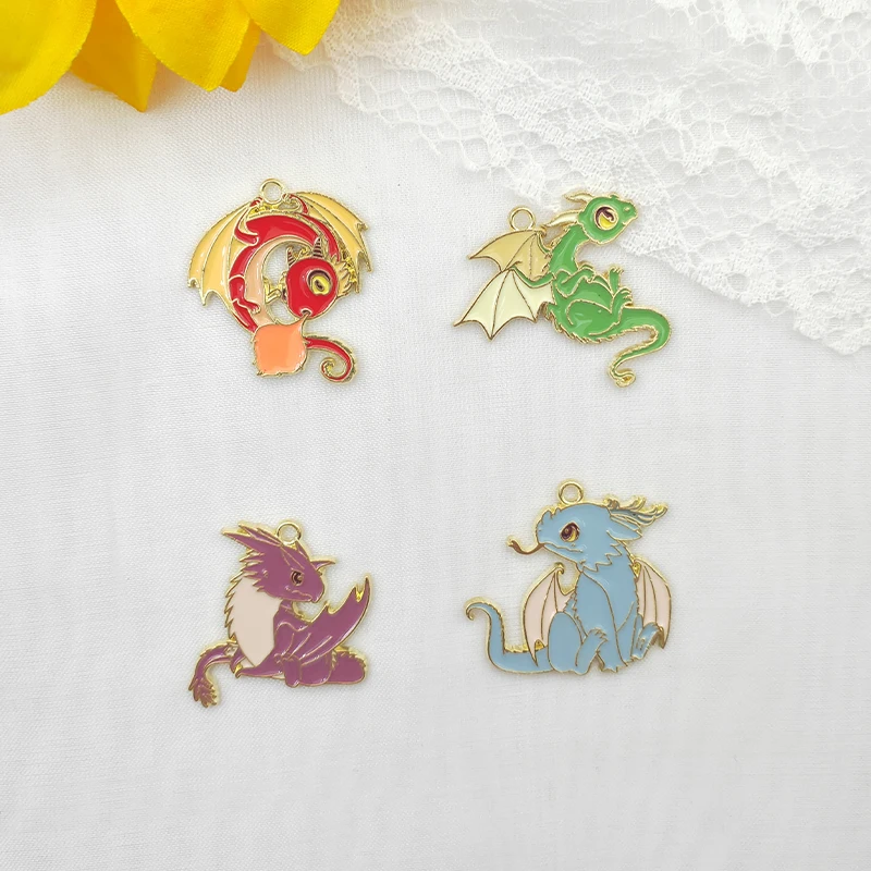 10PCS Cartoon Dinosaur Jewelry Pendant Animal Enamel Necklace Pendant Key Chain Mobile Phone Diy Craft Accessories Charm