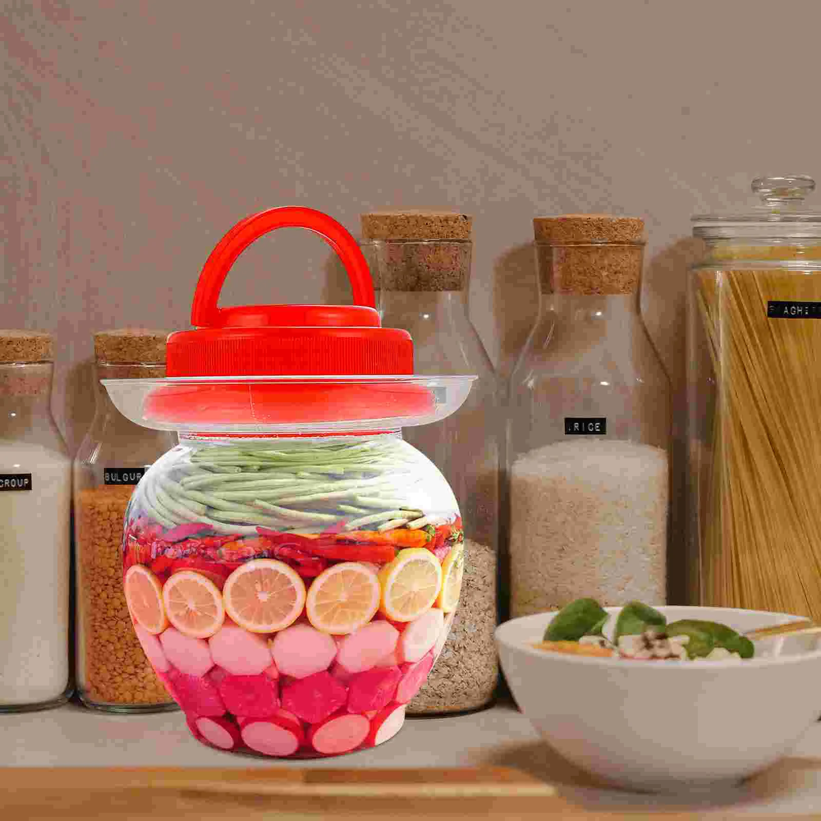 Pickle Jar Terrarium Container Fermentation Jars with Cereal Plastic Pot Airtight Glass