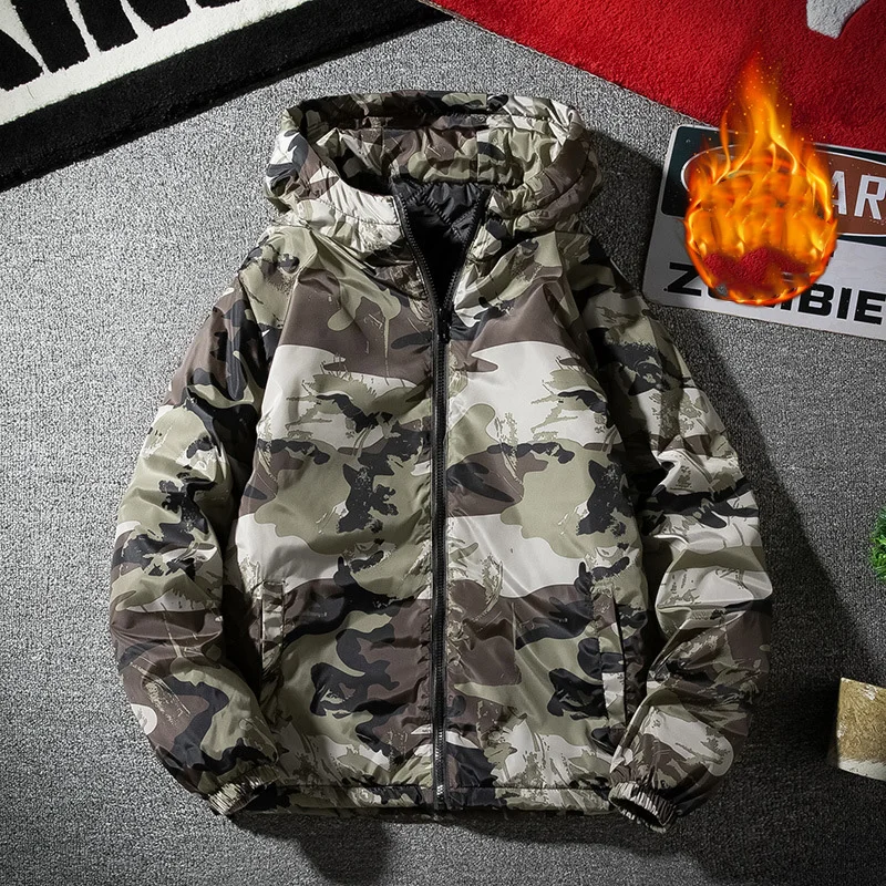 2025 الخريف الشتاء الرجال سترة رشاقته الرسم المطبوعة الذكور ملابس خارجية سحاب أكمام طويلة مقنعين فضفاضة في الهواء الطلق رجل أسفل معطف