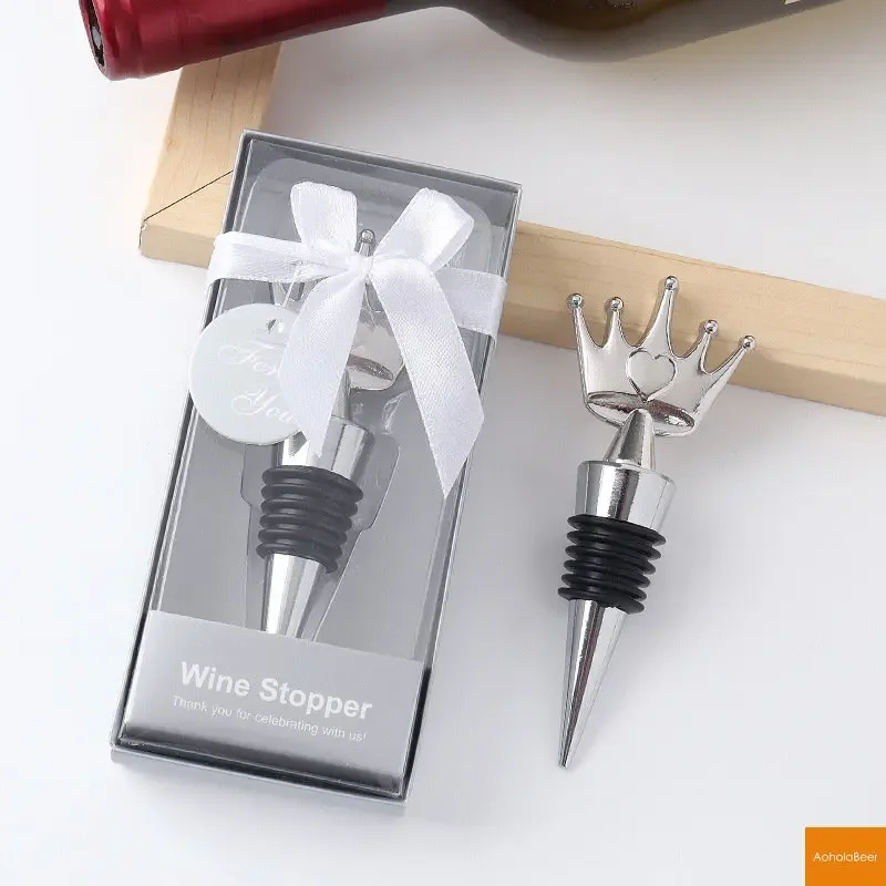 Bar Accessories Home Bars Crown Wine Stopper Wedding Favors for Guests Birthday Anniversary Bottle Stoppers with Package Box