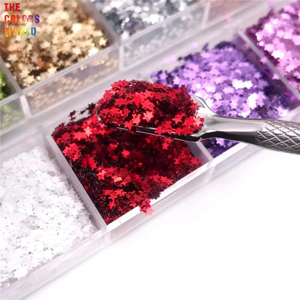 TCT-886 Star Shape Glitter Paillettes di dimensioni più piccole da 1MM per Nail Desgin Summer Polish Charms decorazioni per Nail Art fette di