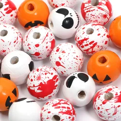 10pcs/lot 16mm Halloween Natural Wooden Beads Round Loose Ball Spacer Beads For Jewelry Making Diy Holiday Decoration Supplies