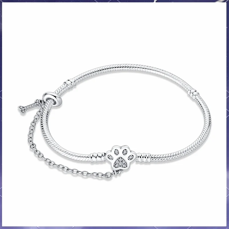 

Классический модный браслет из серебра 925 пробы с милыми когтями домашних животных, цепочка из змеиной кости, женская подходит для ювелирных изделий своими руками