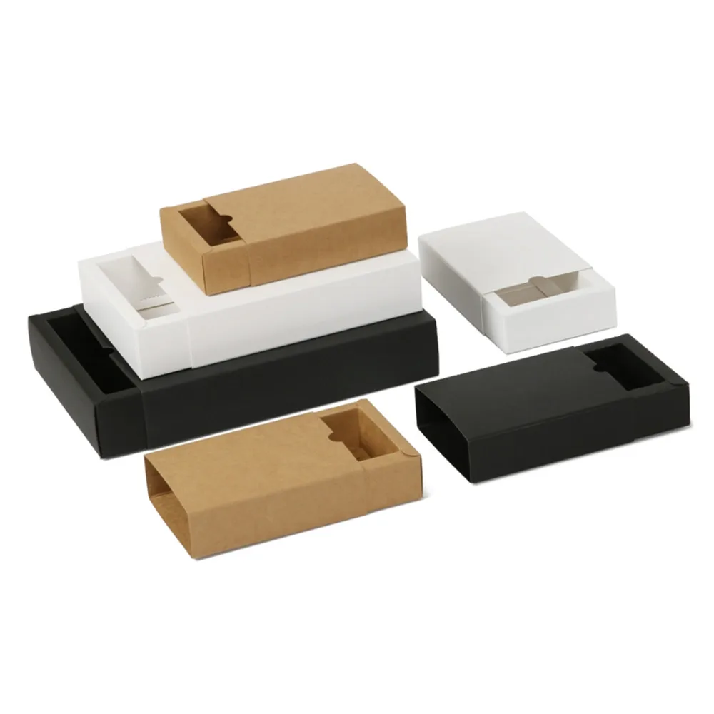 Drawer Type Paper Packing & Shipping Boxes Rectangle Brown White & Black Color Gift Box