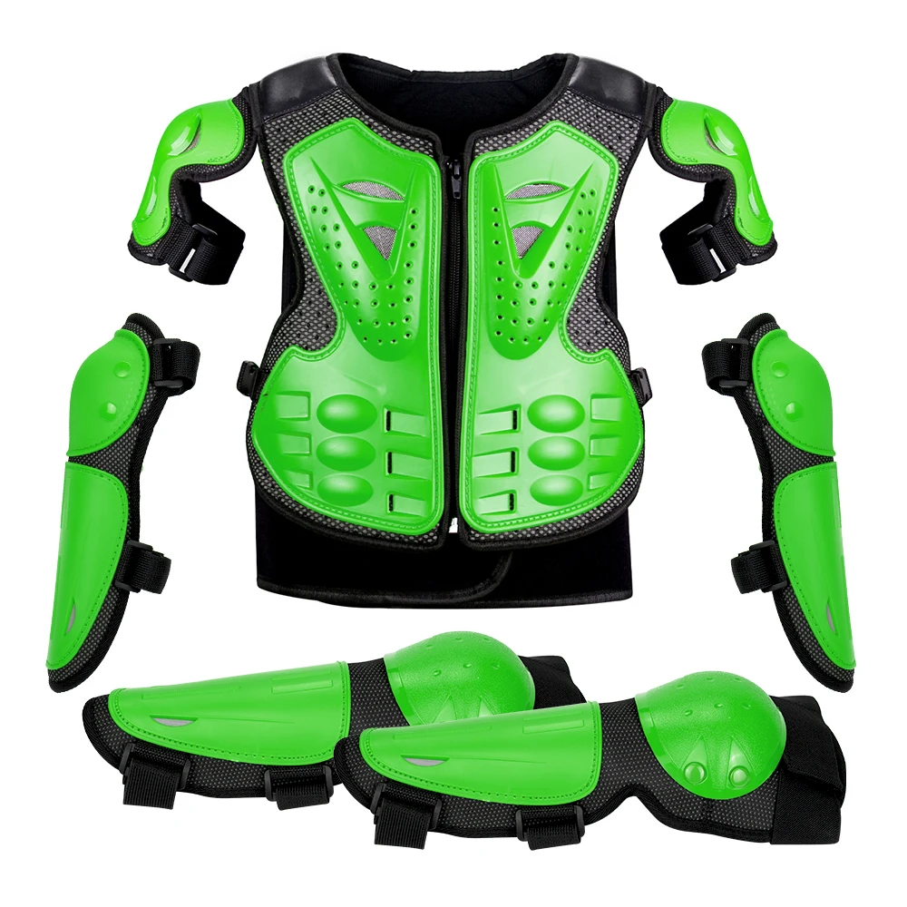 Motorpantser voor kinderen Bescherming Motocross Body Armor Jas Beschermende pantser Rijden Kniebeschermers Moto Full Armor Kinderen