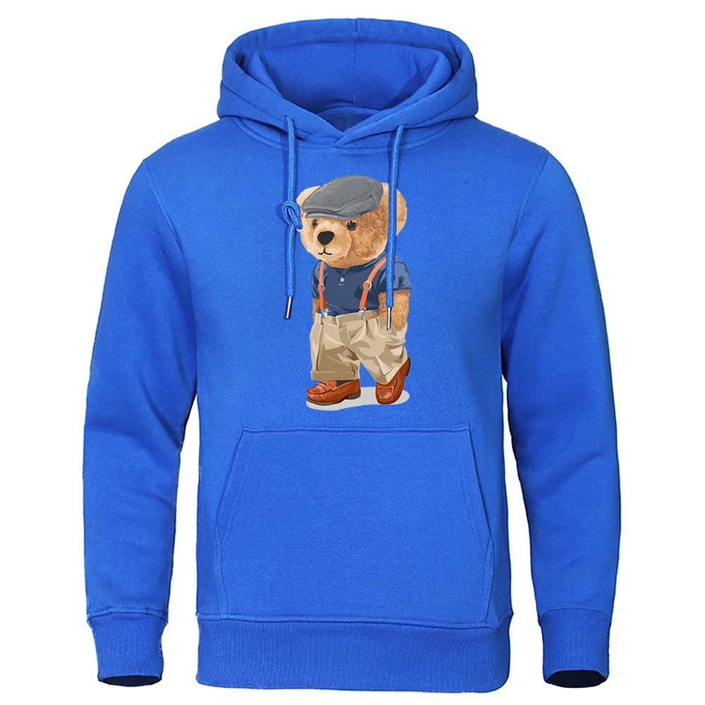 Dress Strap Pants Fashion Ted bear Mens Clothes Personality Hip Hop Streetwear Creativity Fleece Hoody Warm Loose Men Hoodies