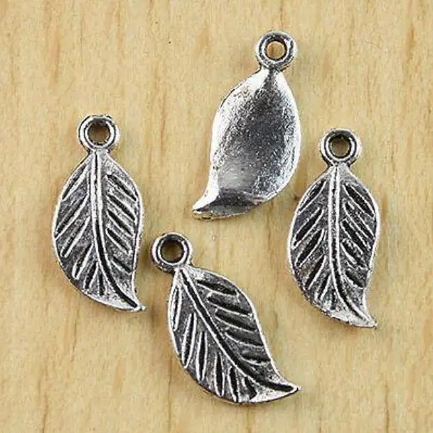 

50pcs 17x7.3mm Tibetan silver conk leaf charms h0829