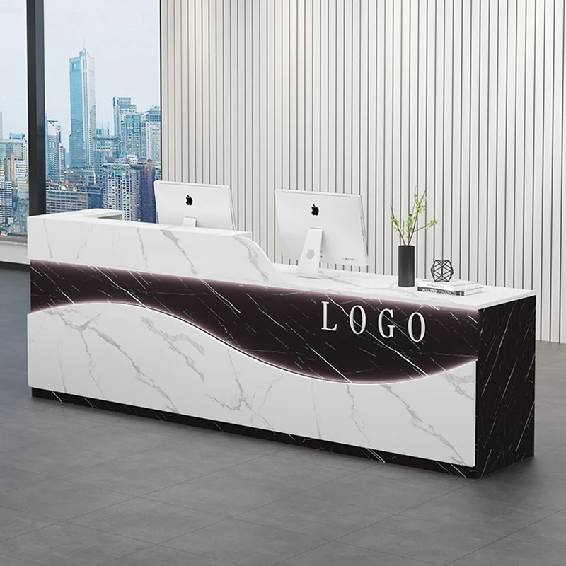 

Room Office Table Reception Counter Desk Long Luxury Spa Furniture Help Atelier Professional Aesthetic Cosmetics Receptie Cheap