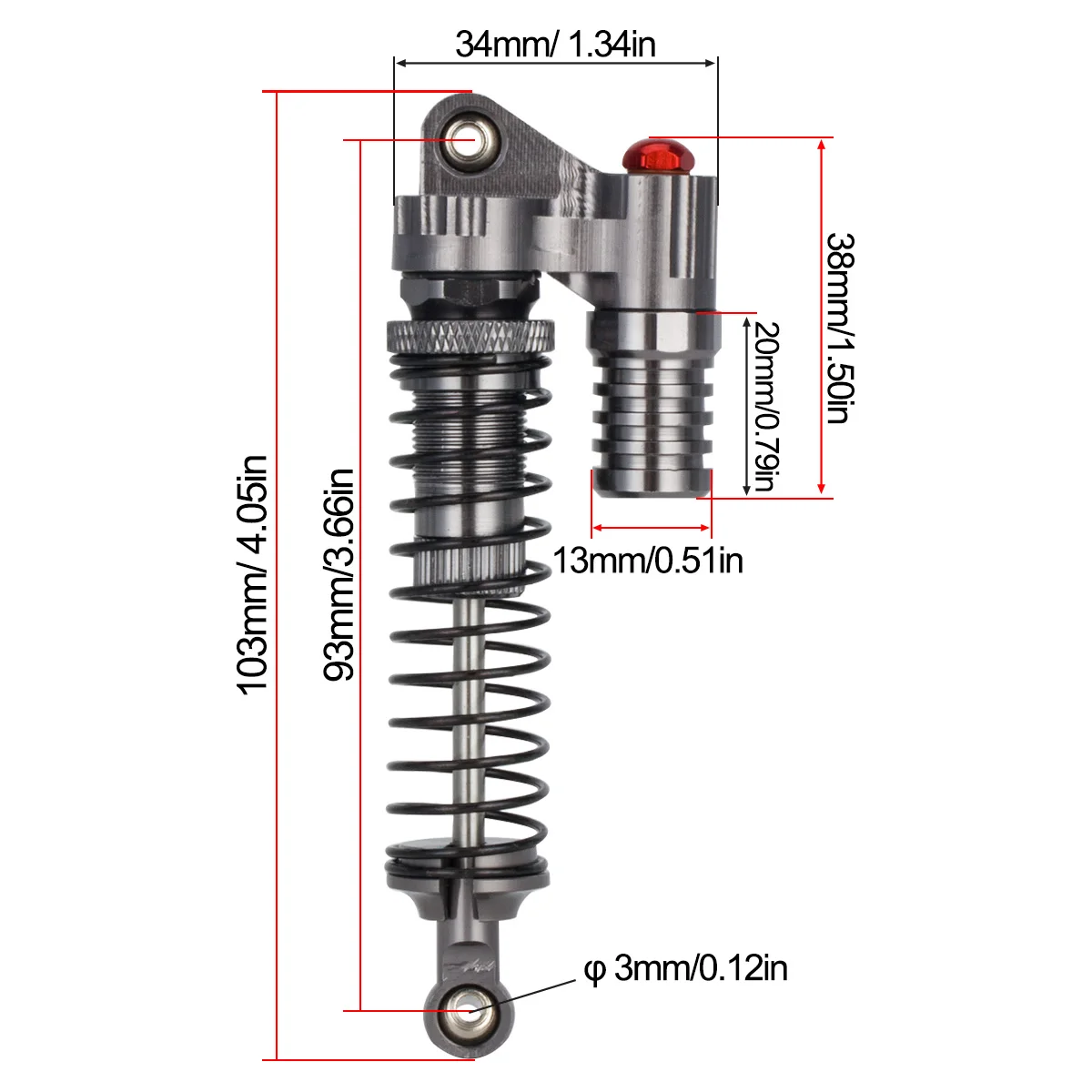 4Pcs Aluminum Alloy Shock Absorber Oil Damper 93mm for 1/10 RC Crawler Axial SCX10 TRX4 90046 D90 Tamiya CC01 Upgrade Parts