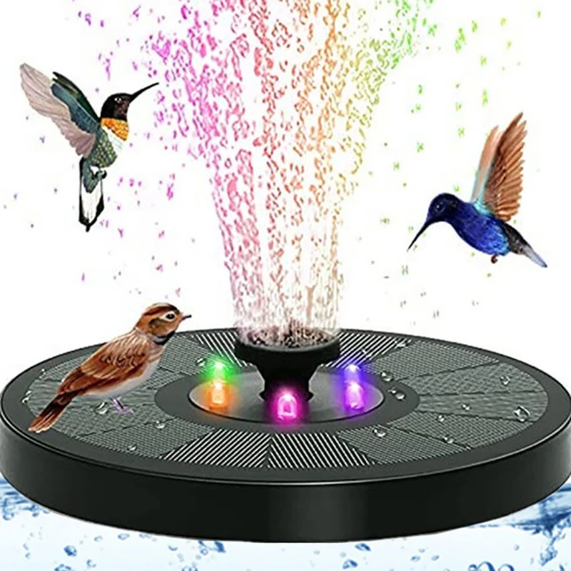 Solar Fountain Outdoor Floating Solar Garden Water Fountain Pool Pond Bird Bath Solar Powered Fountain Waterfall Water Pump Led