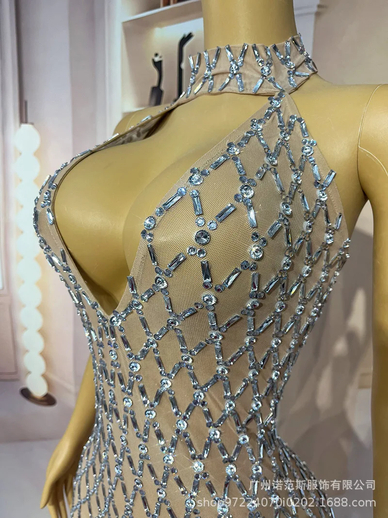 Sexy Deep V Vacation Temperament Halter Dress Cocktail Party Evening Dress Model Catwalk Trendy Clothes Vestidos Para Graduación