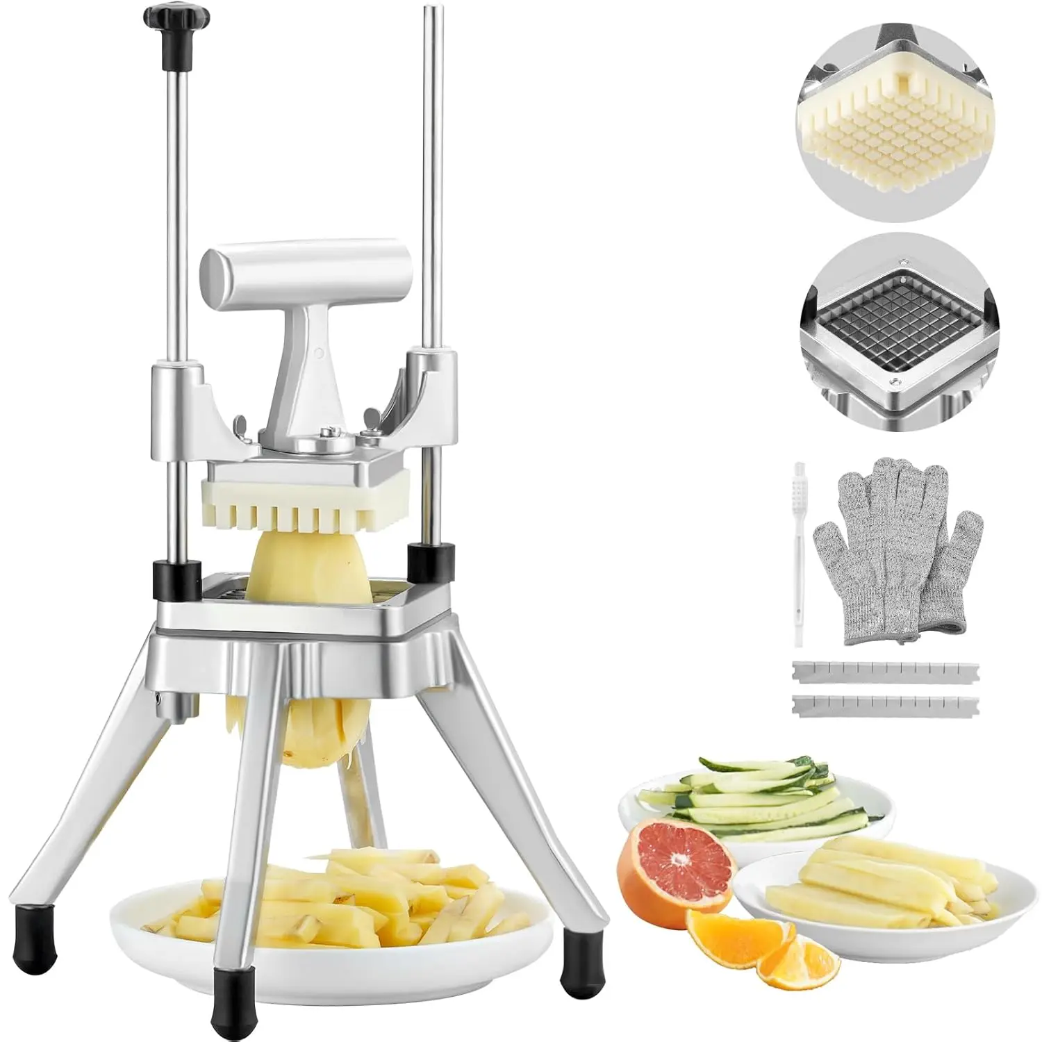 

Commercial Vegetable Fruit Chopper with 3/8" Blade, Heavy Duty Stainless Steel Food Dicer for Kitchen