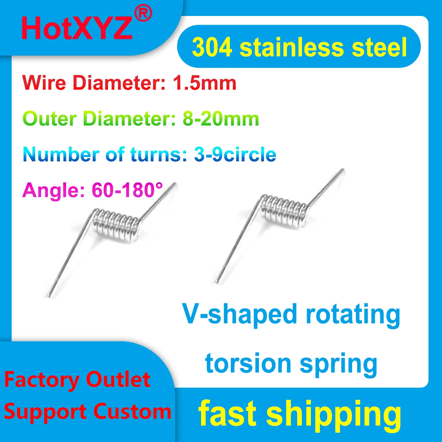 1.2mm Wire Diameter Torsion Spring 304 Stainless Steel Small Torque Twist Spring For Hardware Machinery Repair