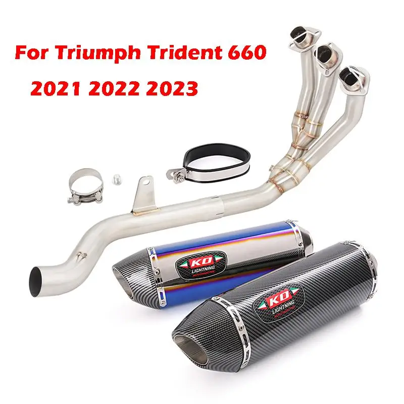 For Triumph Trident 660 Tiger 660 Sport 2021- 2023 Motorcycle Full Exhaust System Front Link Pipe Mufflers With DB Killer