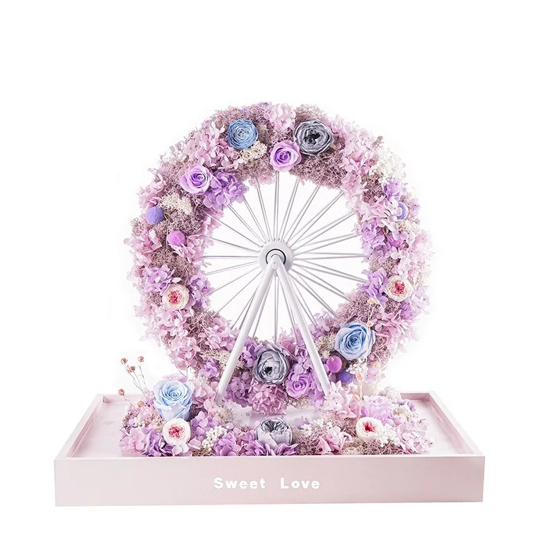 Ferris Wheel Preserved Fresh Flower Gift Box Decoration Rose Hydrangea Send Girlfriend Girlfriend Teacher Birthday Confession