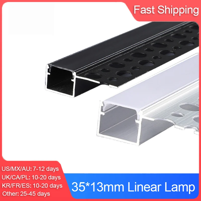 Wholesale 35x13mm Recessed Drywall Plaster Profiles For Ceiling Led Strip Light Aluminum Profile Channel Plasterboard Bar Strip