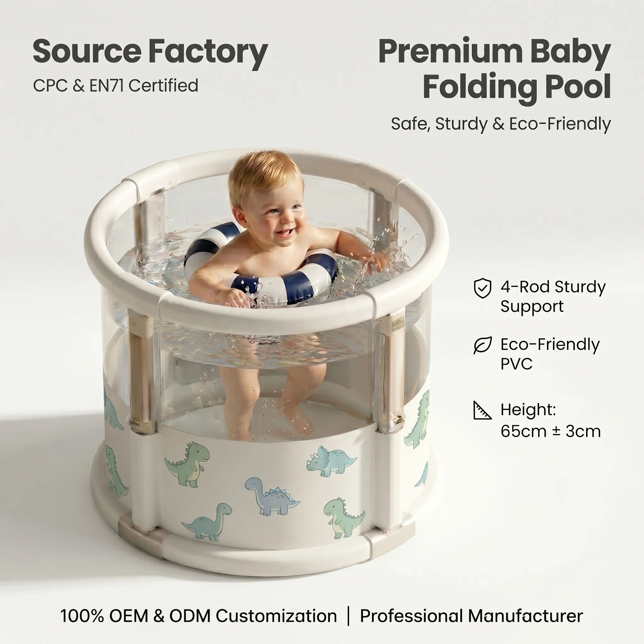 OEM Foldable Non-Inflatable PVC Bath Pool with Sturdy Frame Portable Freestanding Bathtub Multipurpose Washing Tub
