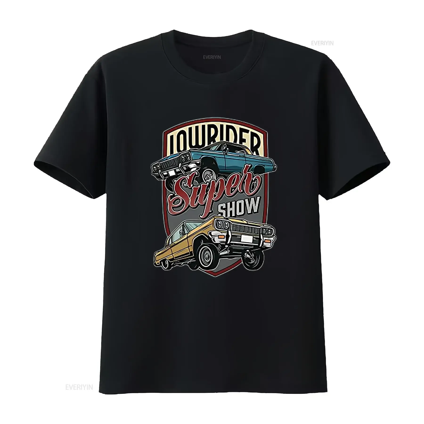 

Mens LOW RIDER SUPER SHOW Birthday T Shirt Black Large vintage Washed Unisex streetwear designer clothes homme graphic Stylish