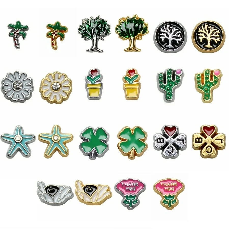 10PC/lot tree flower Floating Locket charm diy glass locket living memory charms fit for jewelrys pendant making