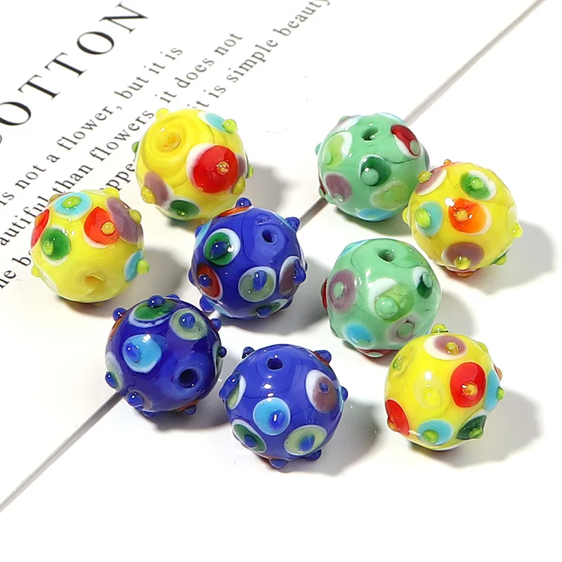 12mm multicolor lampwork beads hole 1.5mm liuli beads 5pcs/lots DIY jewelry accessories for necklace Bracelet making