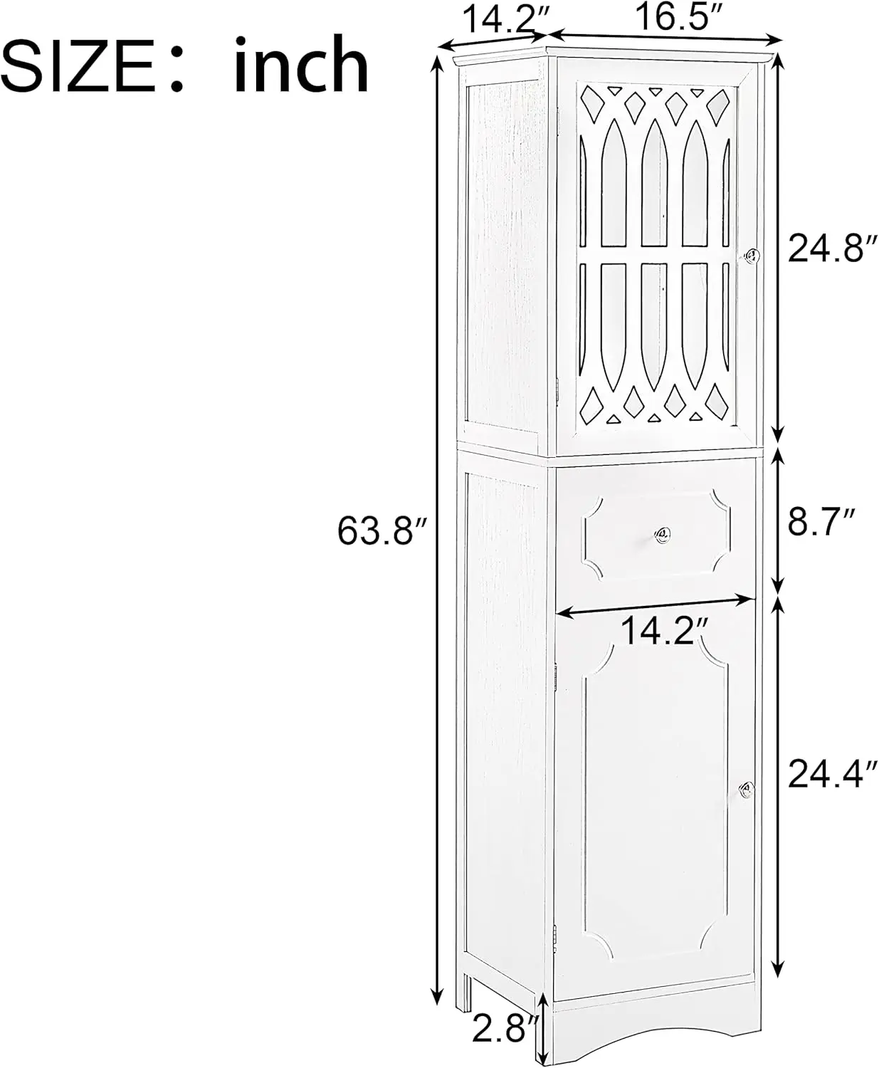 Tall Bathroom Cabinet with Drawer and 2 Door Cabinet, Slim Storage Tower with Door and Adjustable Shelves, Narrow Bathroom Cabin