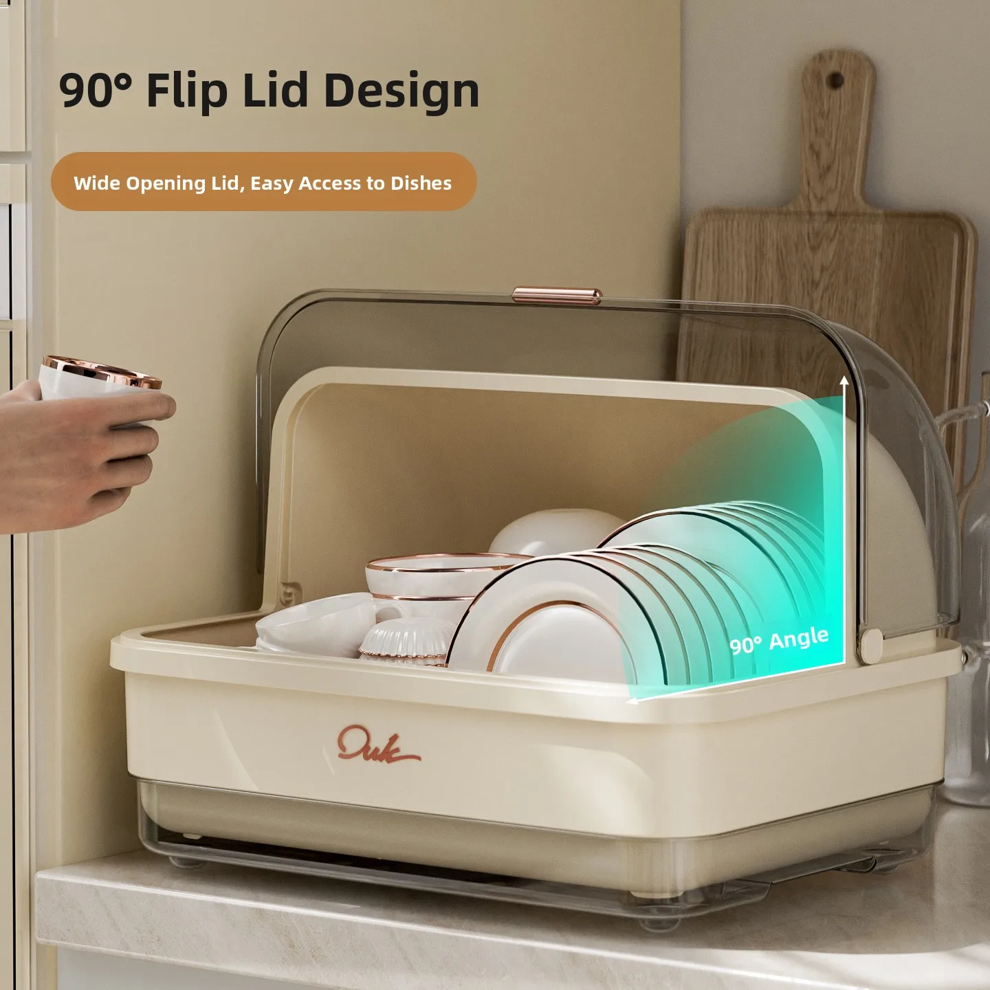 

Kitchen Drain Bowl Cabinet with Lid Dishware Plate Storage Rack Home Countertop Multi-Function Bowl Spoon Storage Box