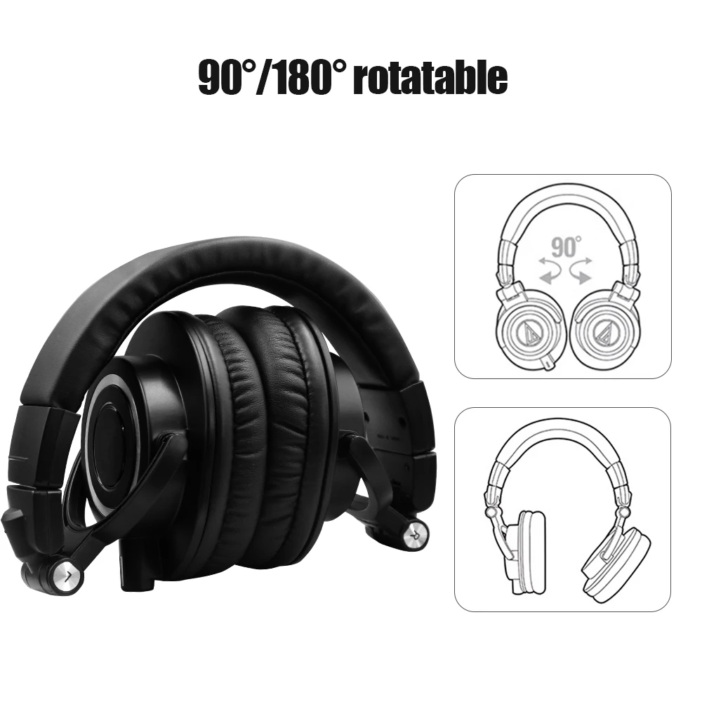 ATH-M50x Professional Monitor Headphones Closed-back Dynamic Over-ear HiFi Headsets Foldable Earphones G