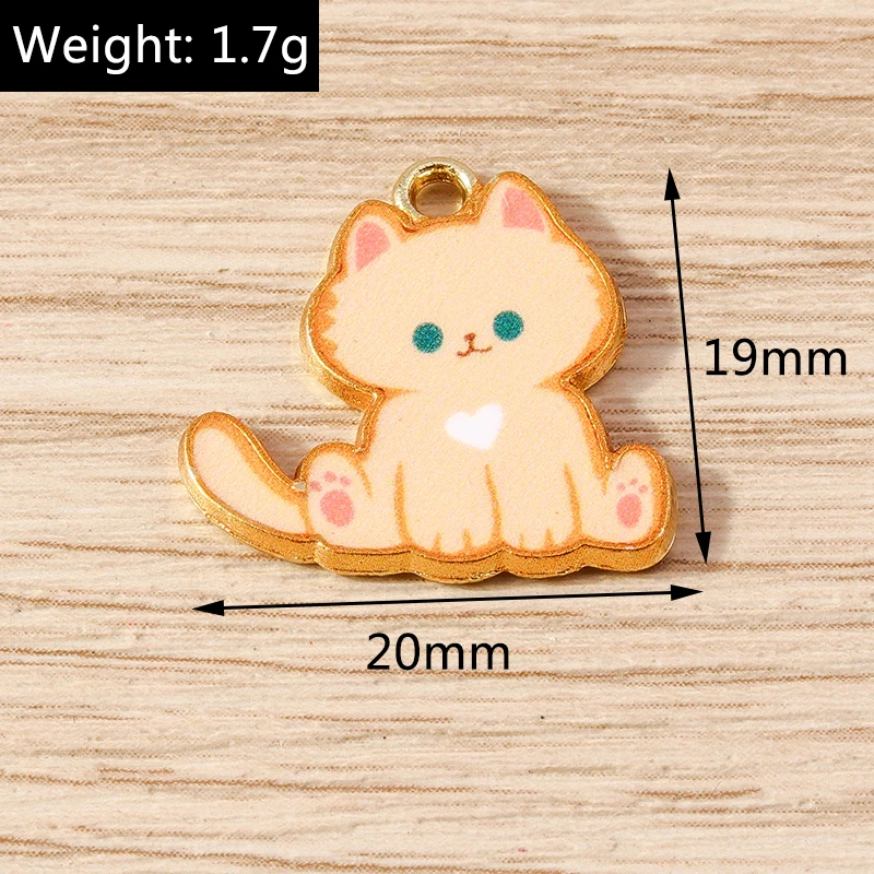 10pcs Cartoon Enamel Animal Cat Charms Pendants for Jewelry Making Drop Earrings Necklaces Bracelet DIY Handmade Crafts Supplies
