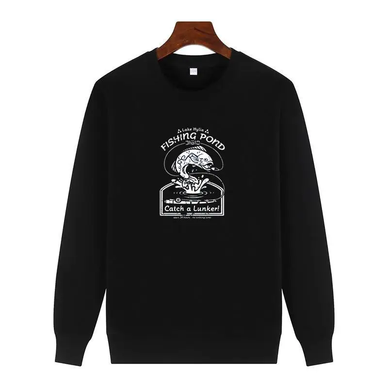 Fish Fisherman Classic graphic sweatshirts Round neck and velvet cotton thick sweater hoodie For all ages Men's sportswear