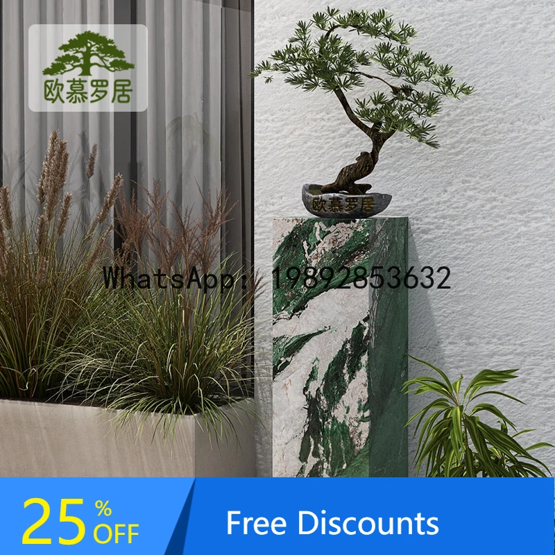 

LYY Outdoor Courtyard Decorative Ornaments Marble Flower Plate Base Balcony Flower Rack Living Room Floor Standing Column