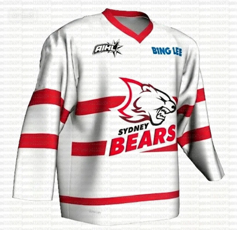 NEW 2026 AIHL Australia Sydney Bears Men's Ice Hockey Jersey 3D Pint Long Sleeve Sport Adult Casual Quick-dry T-Shirt